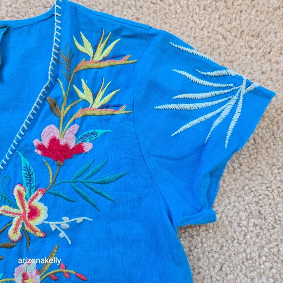 NWOT Johnny Was Nohea Linen Dress Embroidered XXS - Picture 7 of 12